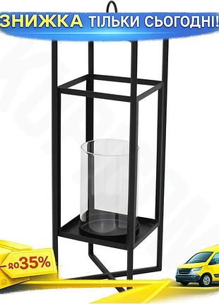 Ku подсвечник металлический ravenna universal fit черный со стеклянной колбой для свечи декор для инте uni2l_k