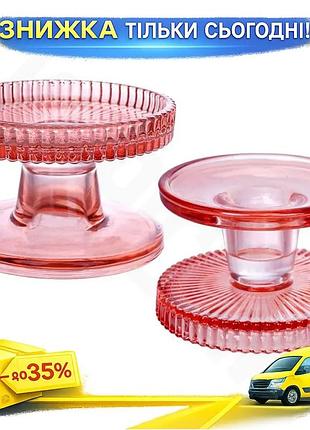 Ku набор подсвечников crystal universal fit glass 6 штук стеклянные для тонкой и широкой свечи розовые uni2l_k