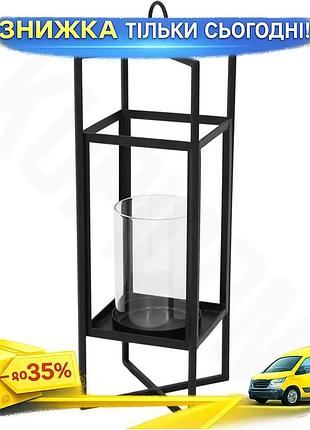 Ku подсвечник металлический ravenna universal fit черный 43см для свечи с колбой интерьерный декор для uni2l_k
