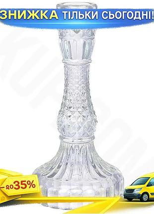 Ku подсвечник стеклянный crystal universal fit glass ø11х22см прозрачный для тонкой свечи декор интерь uni2l_k