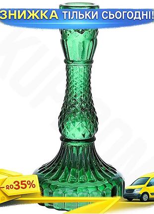 Ku набір скляних свічників universal fit crystal glass 12 штук зелені для декору інтер'єру кришталеві uni2l_k