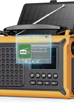 Радіоприймач rocam cr1030dab із сонячною батареєю, ручним заряджанням та акумулятором 12000 год