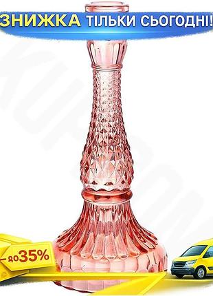 Ku подсвечник стеклянный crystal universal fit glass розовое стекло высота 22 см для тонкой свечи свет uni2l_k