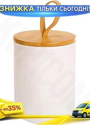 Ku керамическая банка для universal fit хранения ceram-bamboo 750мл с бамбуковой крышкой контейнер для uni2l_k