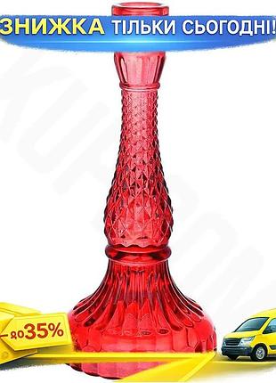 Ku свічник скляний crystal universal fit glass червоне скло для тонкої свічки інтер'єрний декор висота uni2l_k