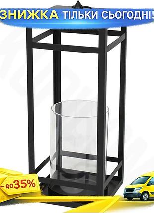 Ku подсвечник металлический ravenna universal fit черный 40см для свечи со стеклянной колбой интерьерн uni2l_k