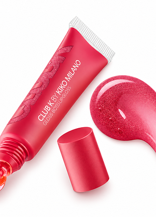 Блиск для губ kiko milano club k gloss boss lipgloss 08 afters glow — червоний із рожевим та сріблястим перламутром (000200-08)