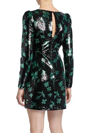 Платье self-portrait sequin black green leaf mini dress 3