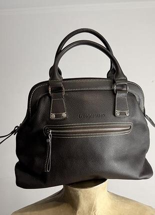 Жіноча шкіряна сумка longchamp cowhide grain leather handbag made in france