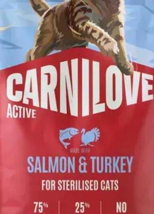 Корм для котів carnilove salmon & turkey for sterilised cats