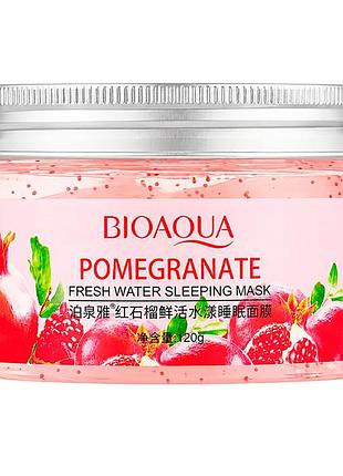Ночная минеральная маска для лица bioaqua pomegranate fresh moisturizing mineral sleep mask с экстрактом граната и гиалуроновой кислотой, 120 г