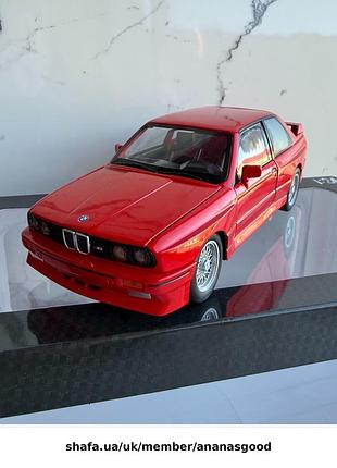 Коллекционная металлическая модель bmw m3 e30 1:24, 21 см, красная, свет фар, звук, открывающаяся дверь, капот и багажник