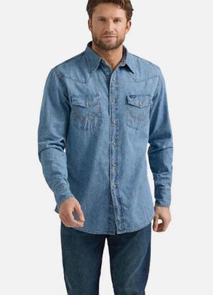 Чоловіча джинсова сорочка wrangler (на кнопках), m-l