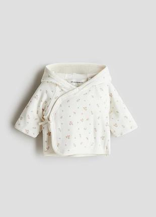 Трикотажна кофтинка на запах з капюшоном на дівчинку h&m 62 см. 0-3 міс.