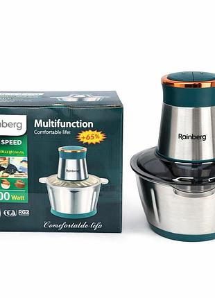 Блендер подрібнювач кухонний rainberg rb-2202 1300w (чоппер з металевою чашею 2л)
