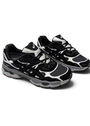 Чоловічі термо кросівки asics gel nyc black чорні зі сріблом gor-tex