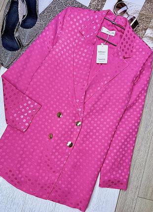 Новий сатиновий піджак mango xs oversize s подовжений піджак в горох жіночий піджак прямого вільного крою