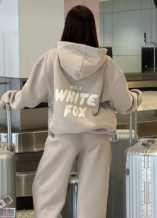 White fox | стильный брендовый худи серо-бежевый