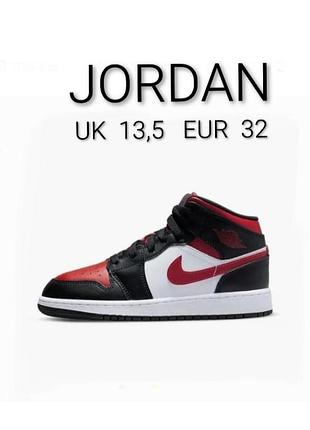 Шкіряні хайтопи високі кросівки бренду jordan mid made in indonesia uk  13,5 eur 32