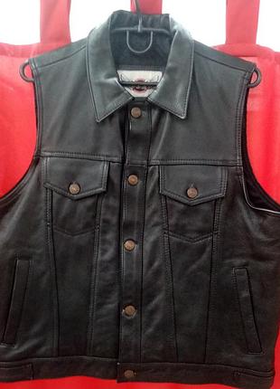 Мужской байкерский кожаный жилет osx biker fashion (англия)