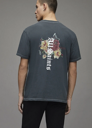 Футболка чоловіча з квітковим принтом allsaints all saints oshiba ss crew shirt - m