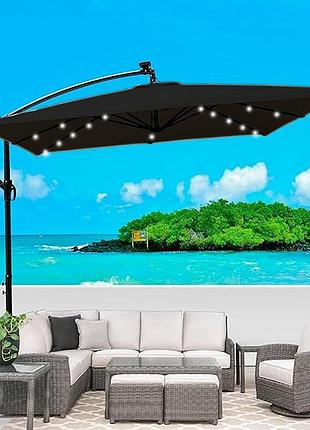 Парасолька садова з led-підсвіткою 2,5×2,5 м чорна + чохол wcg лучшая цена с быстрой доставкой по украине