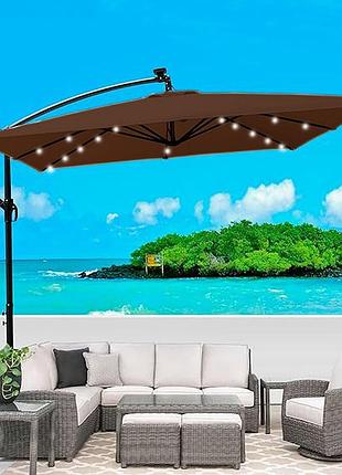 Парасолька садова з led-підсвіткою 2,5×2,5 м коричнева + чохол wcg лучшая цена с быстрой доставкой по украине
