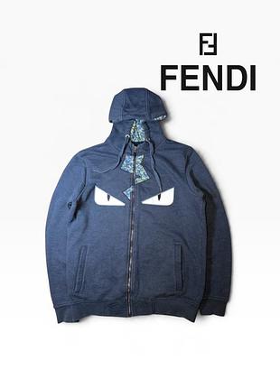 Сіре вінтажне худі fendi / зіп-худі з очима / толстовка фенді / made in italy