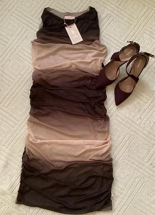 Вечірня жіноча сукня pink boutique омбре міді без рукавів