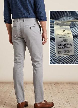Серые чиносы crew clothing company (98% хлопок), р.36l (l-xl)