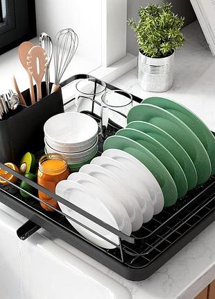 Сушилка для посуды kitsure dish drying rack компактная кухонная сушка для посуды с держателем для тарелок
