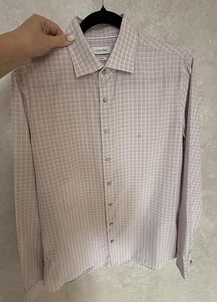 Сорочка чоловіча calvin klein fitted у клітинку, розмір 40 (m/l)