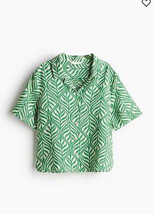 Літня сорочка h&m у курортному стилі з рослинним принтом (розмір m)