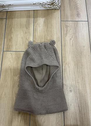 Дитяча шапка балаклава з вушками на дівчинку хлопчика  h&m 98/104