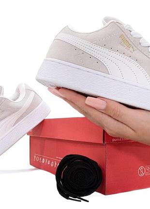 Кроссовки puma suede xl beige white арт 16060