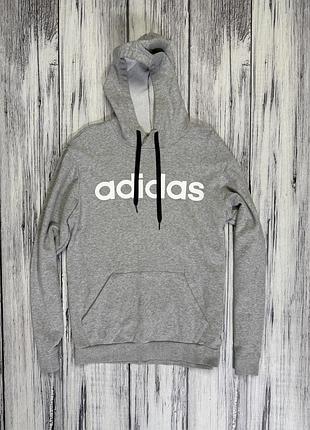 Adidas кофта оригинал s размер серая худи с капюшоном балахон спортивная толстовка мужская повседневная одежда для спорта тренировок и прогулок