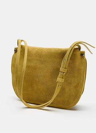 Шкіряна гірчична сумка жіноча zara new
