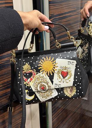 Сумка жіноча dolce & gabbana sicily чорна з принтом