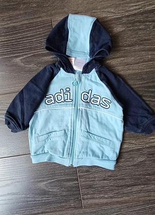 Світшот дитячий adidas на блискавці з капюшоном блакитний/темно-синій 3-6 місяців
