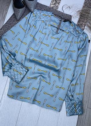 Сатинова блуза zara s пряма блуза з об’ємними рукавами блакитна блуза зара в принт
