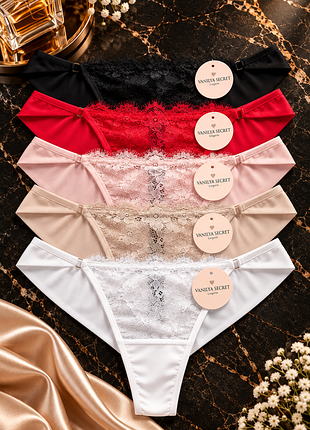 Женские кружевные трусики бразильяны vanilya secret с двойным кружевом s/m l/xl