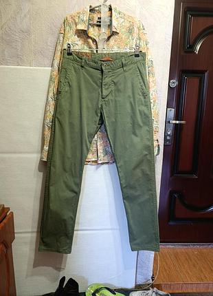 Мужские брюки чинос donkers slim tapered (размер w32/l32) - оливковые