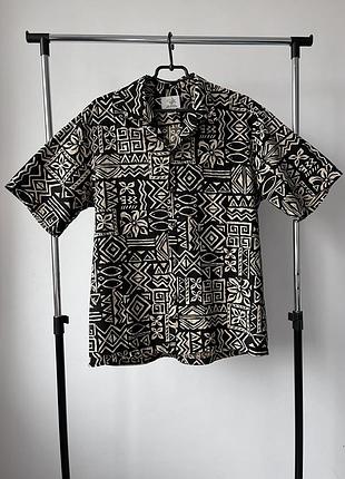 Гавайська сорочка, гавайка у розмірі l, vintage ho aloha tribal print hawaiian shirt made in hawaii usa 🇺🇸