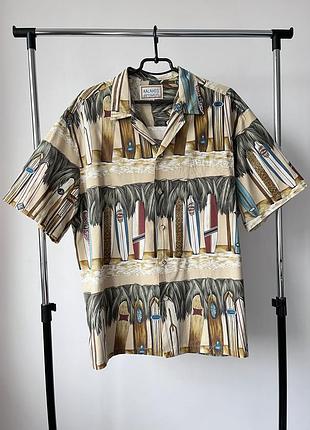 Гавайська сорочка, гавайка у розмврі xl, vintage kalaheo surfboard aloha camp print hawaiian shirt made in hawaii usa 🇺🇸