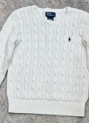Кремовый вязаный свитер с косичками от бренда polo by ralph lauren