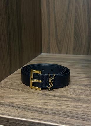 Ремінь жіночий saint laurent чорний шкіряний