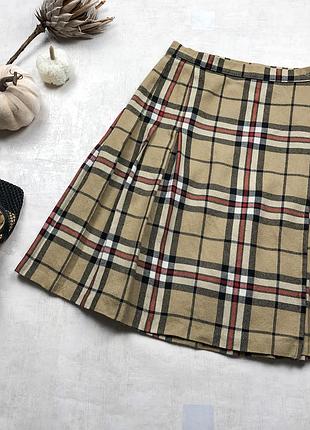 Спідниця вовняна в карту m&amp;s у стилі міу, карта чорно-червона, спереду на захід, шерсть. s-m.