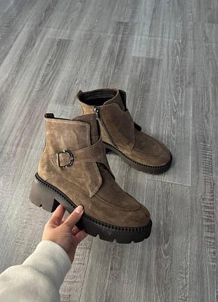 Стильные женские ботиночки из натуральной замши 🤎🖤