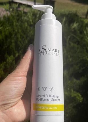 Себорегулюючий тонер для обличчя, smart4derma acne derm active мінеральний, 250 мл