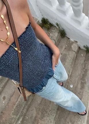 Джинсовий котоновий топ zara🌿 2